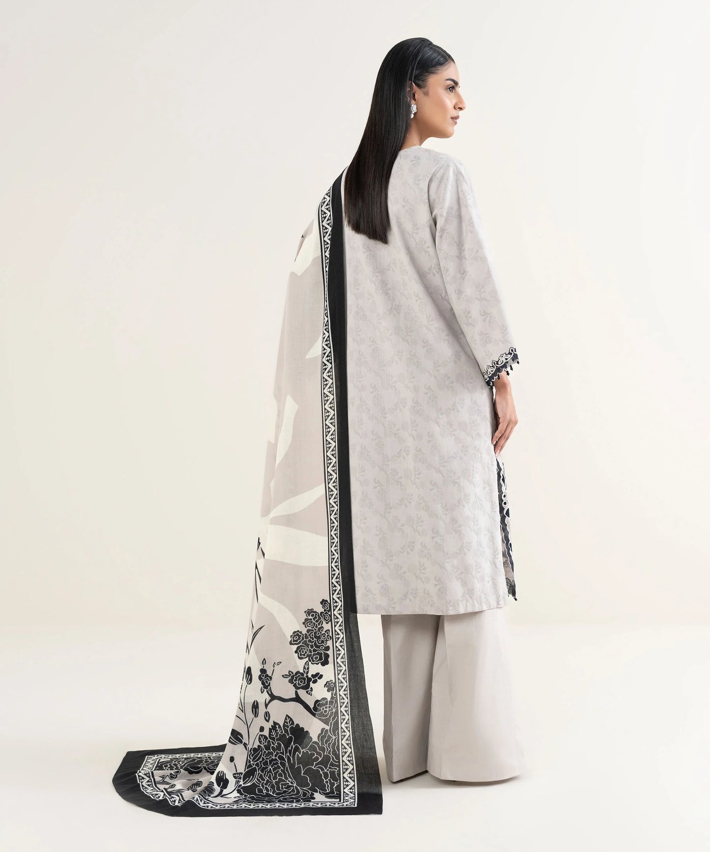 Sapphire Embroidered Cotton Jacquard Three Piece Suit SP-CT-GRY01