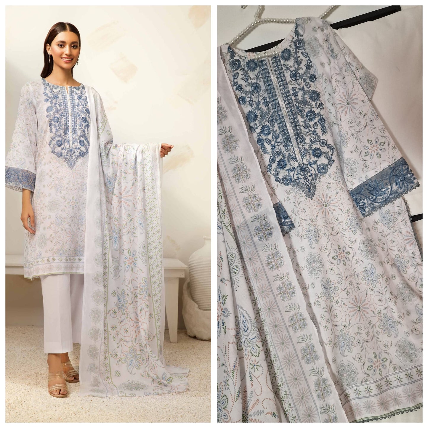 Nishaat Linen Summer Lawn Kameez Trouser Dupatta Traditional Outfit