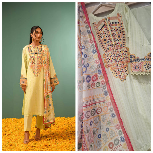 Nishaat Linen Embroided Lawn Kameez Dupatta Trouser Traditional Wear