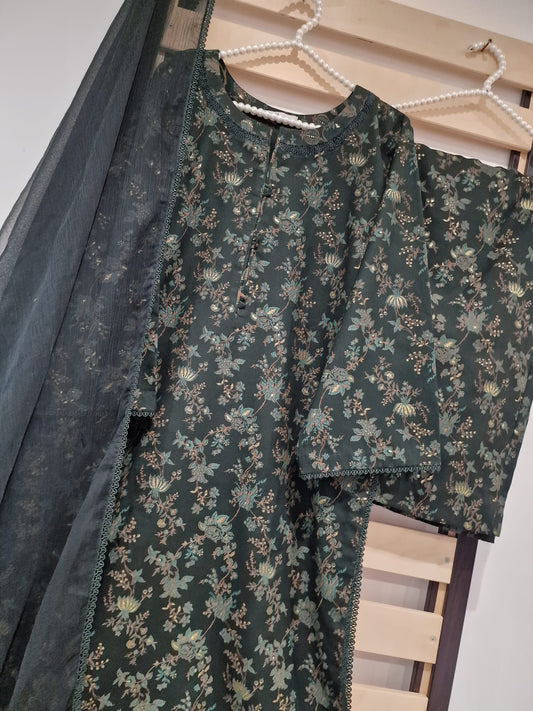 Uznau Pashmina Wool Three Piece Suit UZ-DH-GR01
