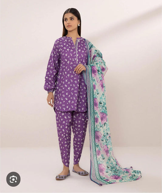 Sapphire Lawn Three Piece Suit SP-LWN-PRP04