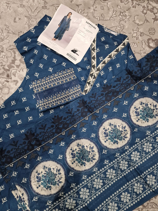 Sapphire Embroided Lawn Three Piece Suit SP-LWN-BLU04