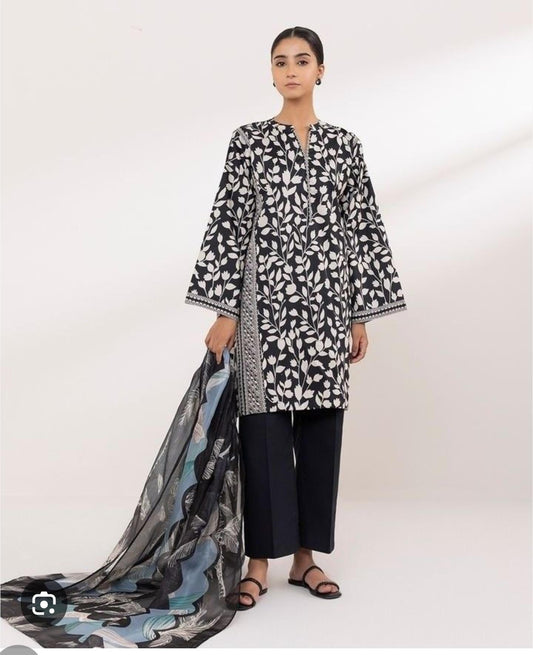 Sapphire Lawn Three Piece Suit SP-LWN-BLK09