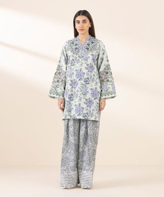 Sapphire Embroided Lawn Three Piece Suit With Farshi Shalwar SP-LWN-PRP06