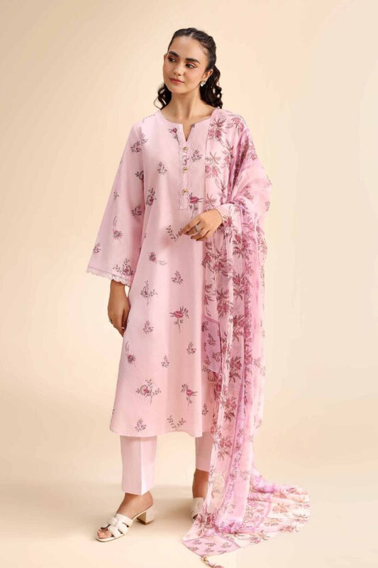 Nishaat Lawn Three Piece Suit NS-LWN-PNK01