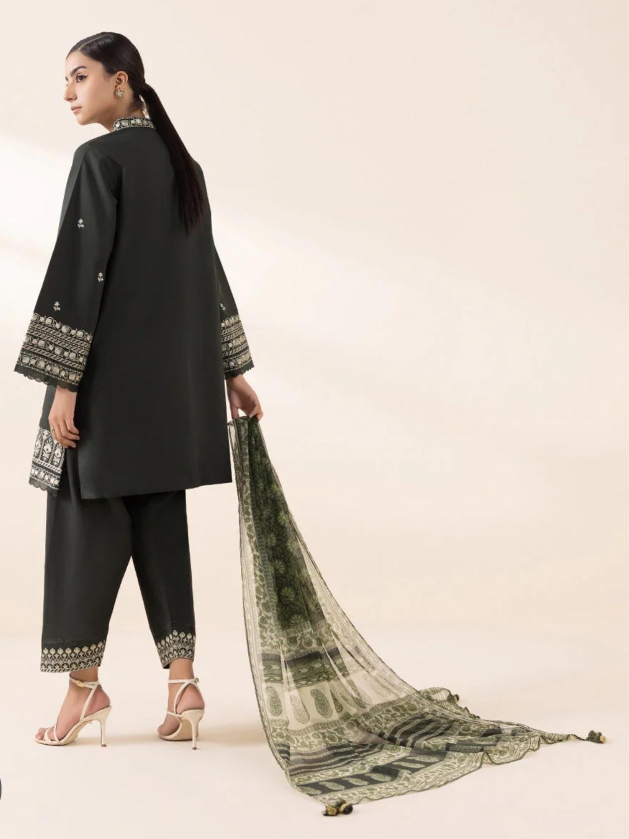 Sapphire Embroided Viscose Three Piece Suit SP-LWN-GR013