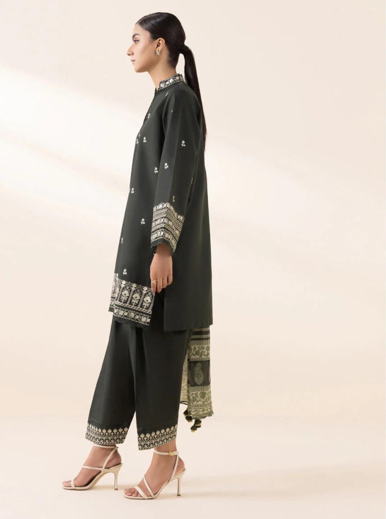 Sapphire Embroided Viscose Three Piece Suit SP-LWN-GR013