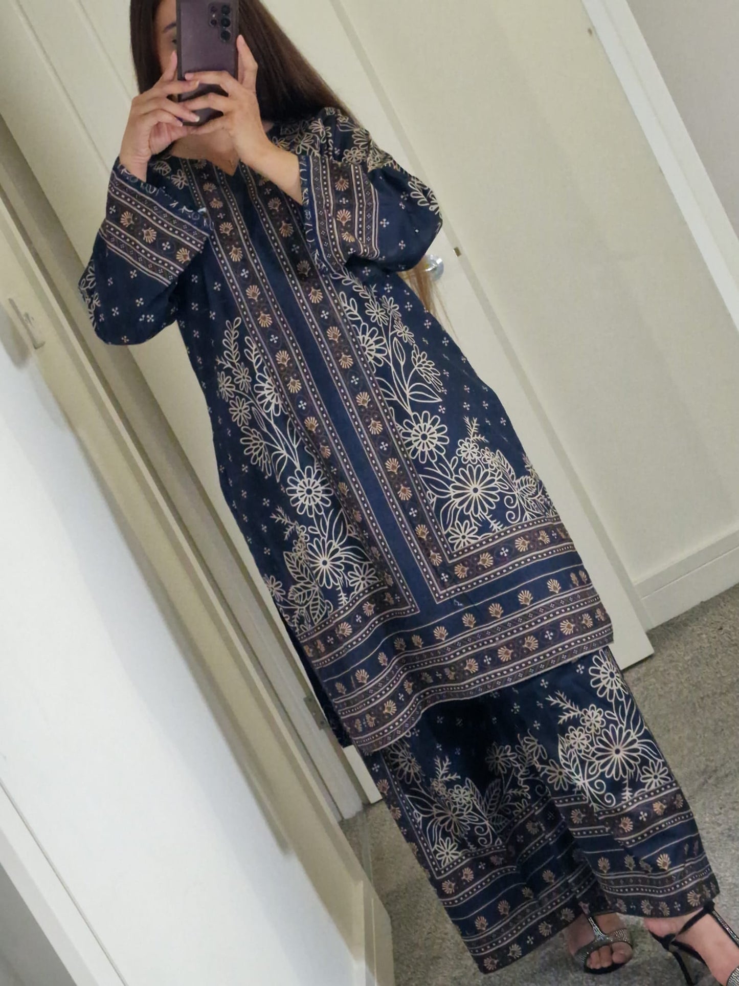 Uznau Lawn Two Piece Shirt & Plazo Co-ord set UZ-LWN-BLU018