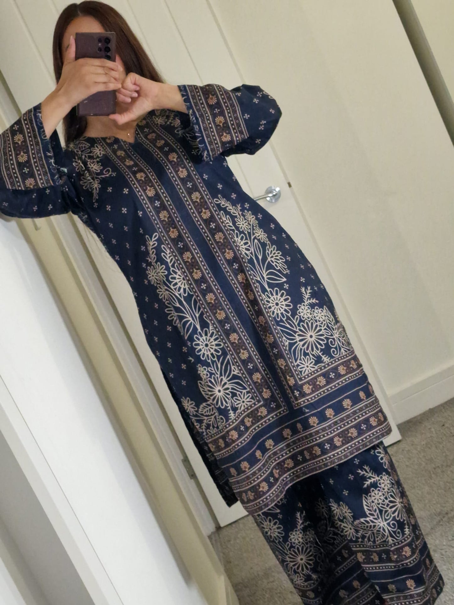 Uznau Lawn Two Piece Shirt & Plazo Co-ord set UZ-LWN-BLU018