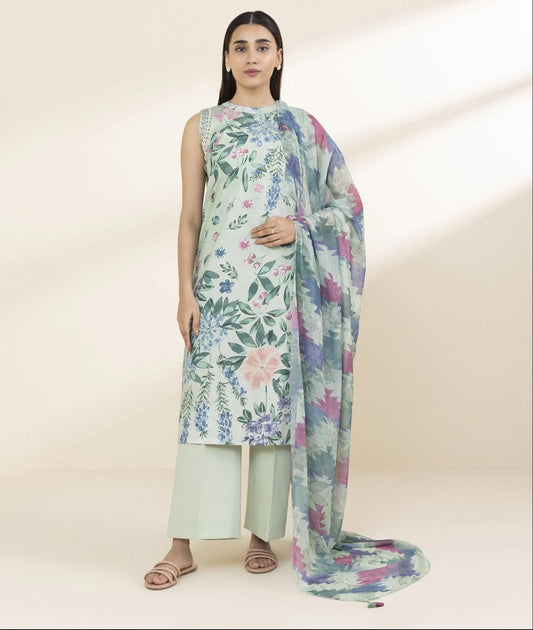Sapphire Lawn Three Piece Suit SP-LWN-GR04