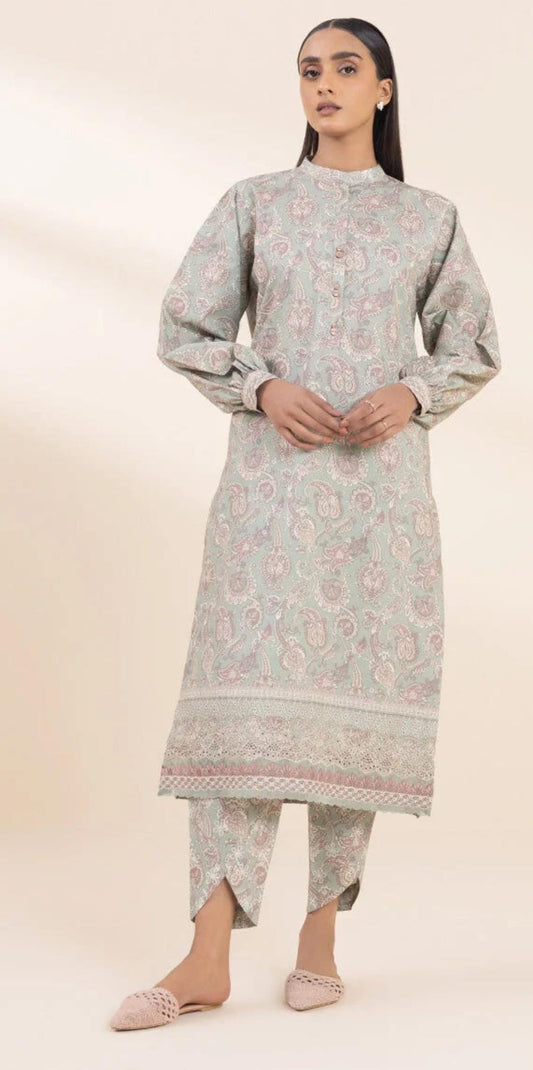 Sapphire Embroided Cotton Suit With Chiffon Dupatta SP-LWN-GRY01