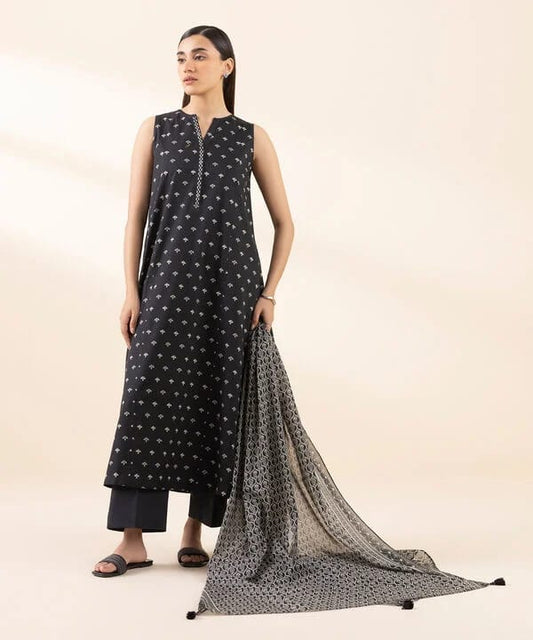 Sapphire Lawn Three Piece Suit SP-LWN-BLK013