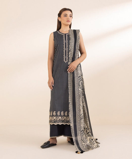 Sapphire Lawn Three Piece Suit SP-LWN-BLK014