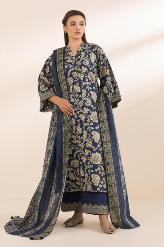 Sapphire Cotton Three Piece Suit SP-LWN-BLU03