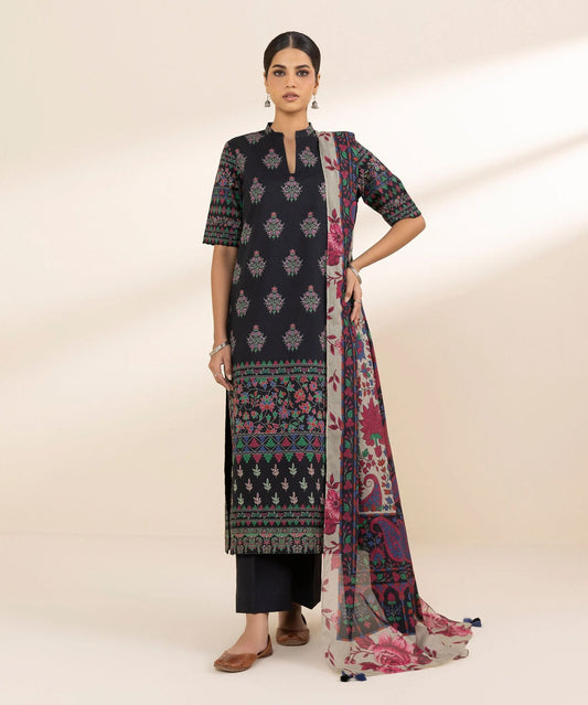 Sapphire Lawn Three Piece Suit SP-LWN-BLK015