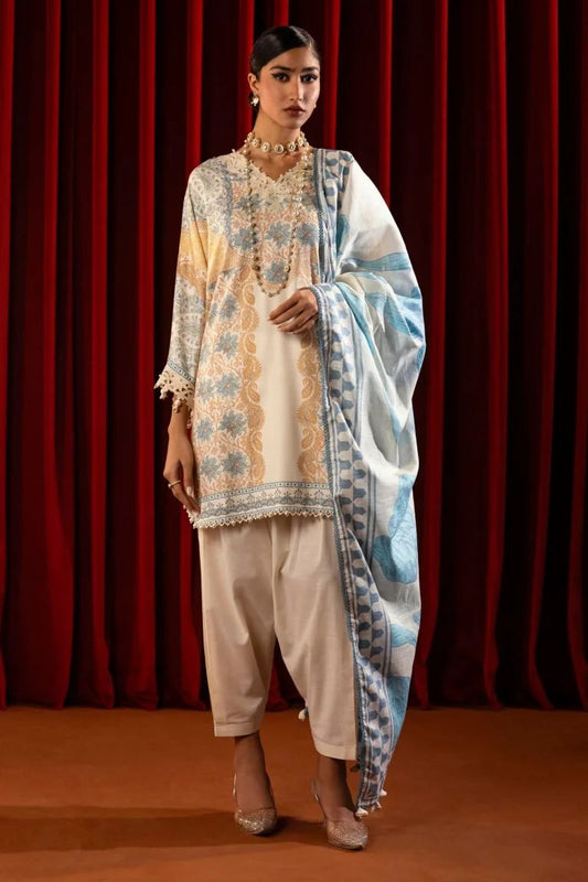 Sana Safinaaz Embroided Linen Three Piece Suit SF-LNN-WHT02