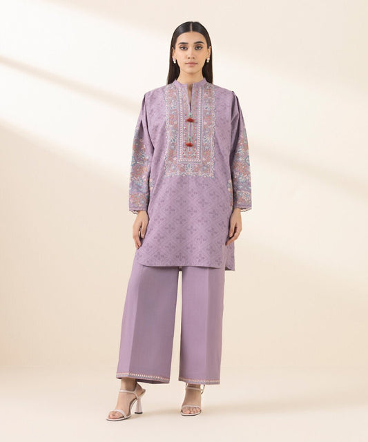 Sapphire Embroided Cotton Jacquard Three Piece Suit SP-CT-PRP02