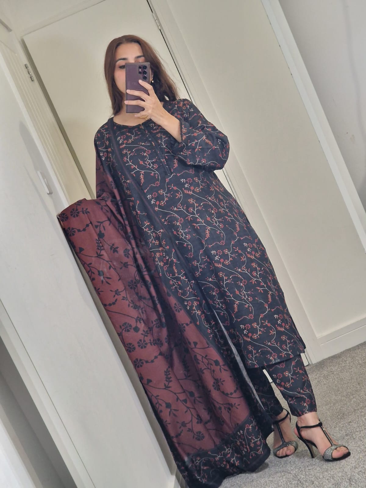 Uznau Dhanak Stitched Three Piece Suit UZ-DH-BLK09