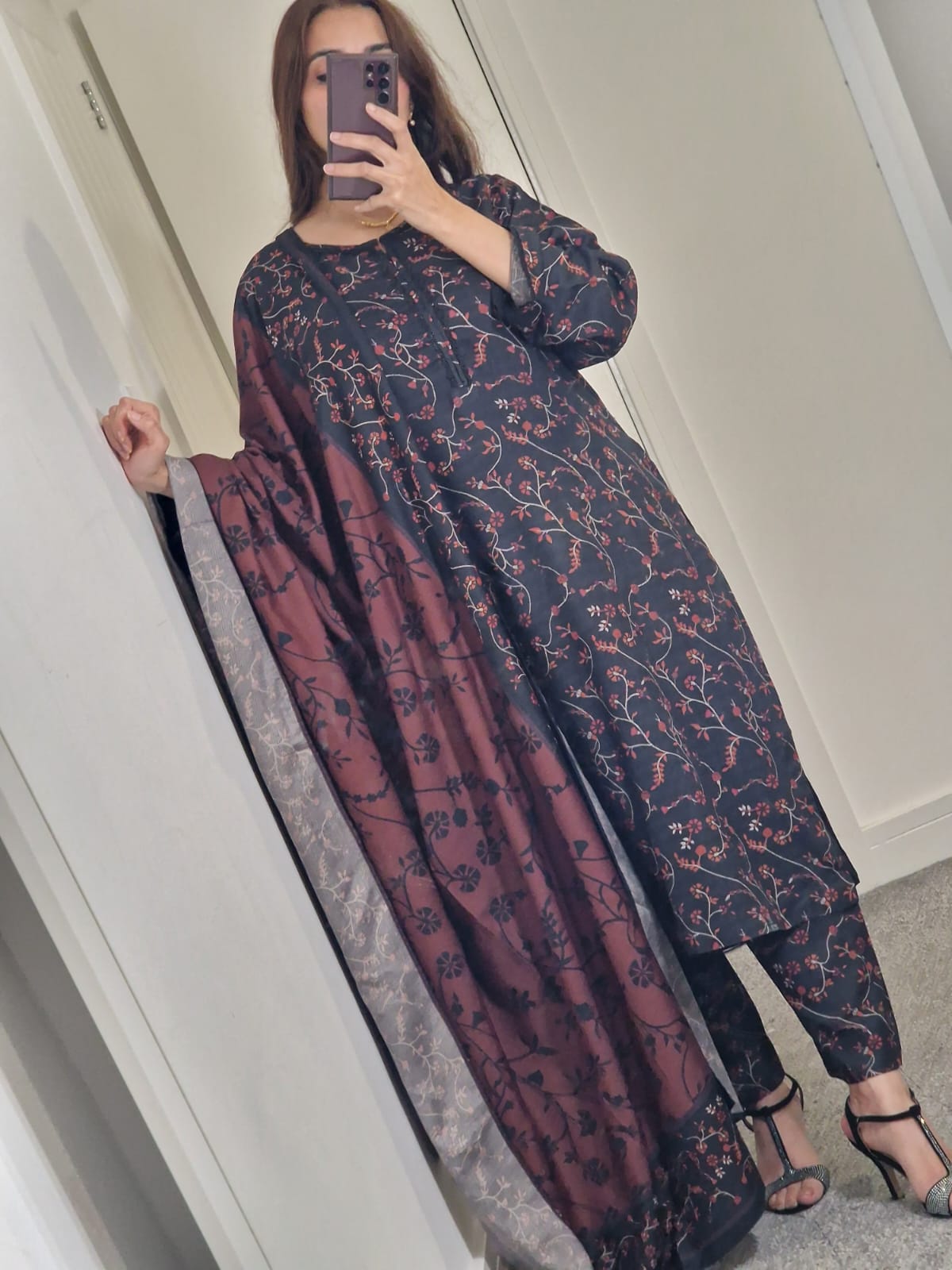 Uznau Dhanak Stitched Three Piece Suit UZ-DH-BLK09