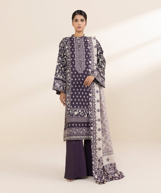 Sapphire Embroided Linen Three Piece Suit SP-LNN-PRP02