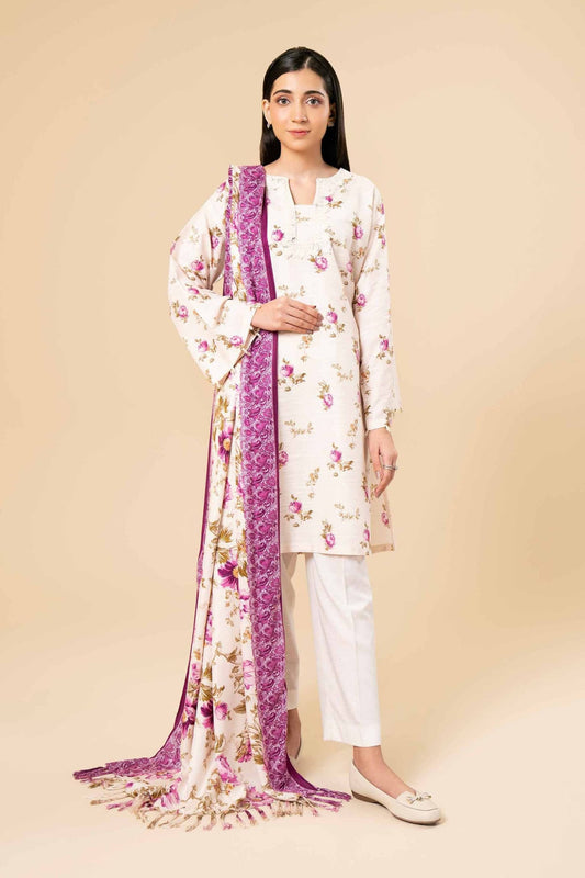 Nishaat Khaddar Three Piece Suit With Wool Shawl NS-KHD-PNK01