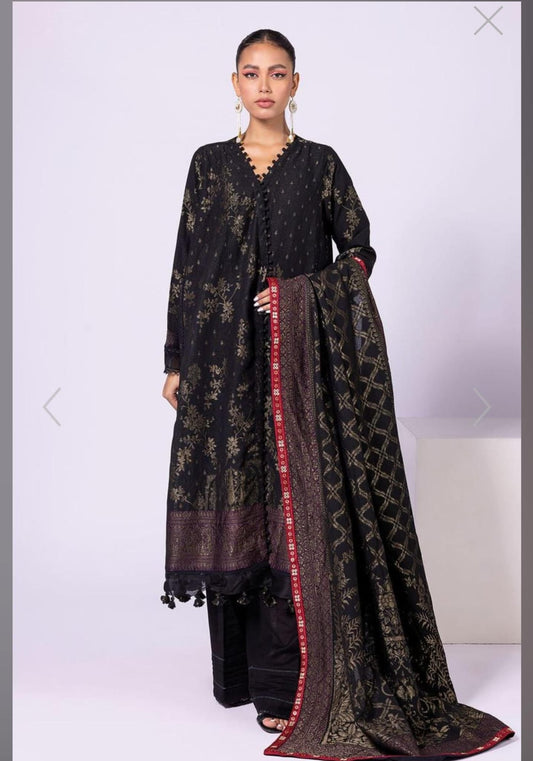 Khaadi Jacquard Kranadi Three Piece Suit KH-KR-BLK01