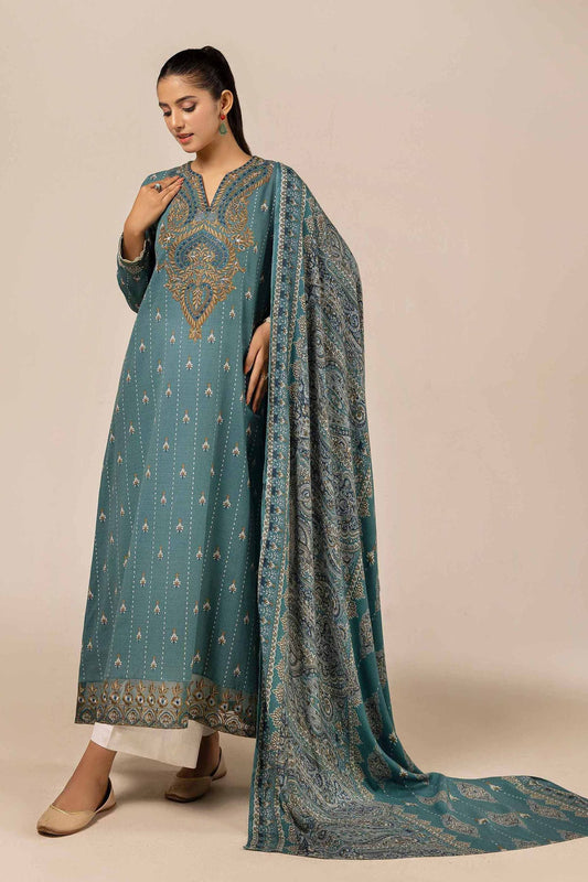 Nishaat Embroided Khaddar Three Piece Suit With Shawl NS-KHD-TQ01