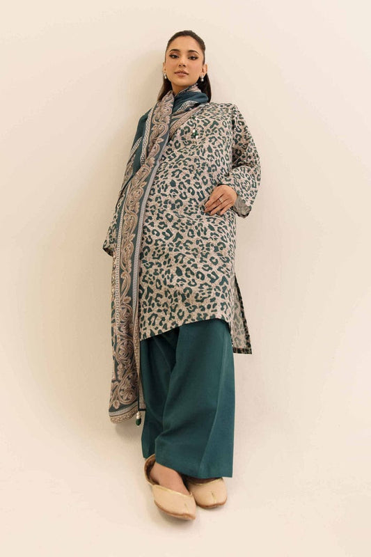 Nishaat Khaddar Three Piece Suit With Shawl NS-KHD-GR01