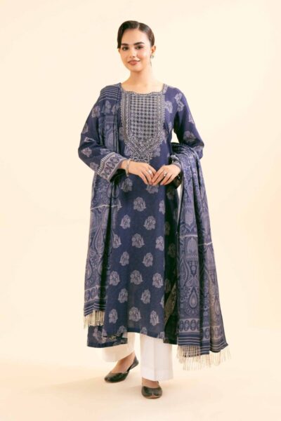 Nishaat Embroided Khaddar Three Piece Suit NS-KHD-BLU02