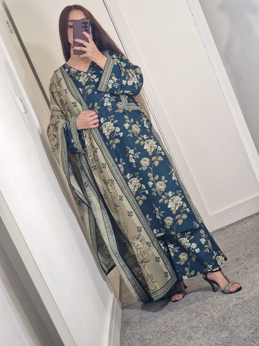 Uznau Khaddar Three Piece Suit UZ-KHD-GR06