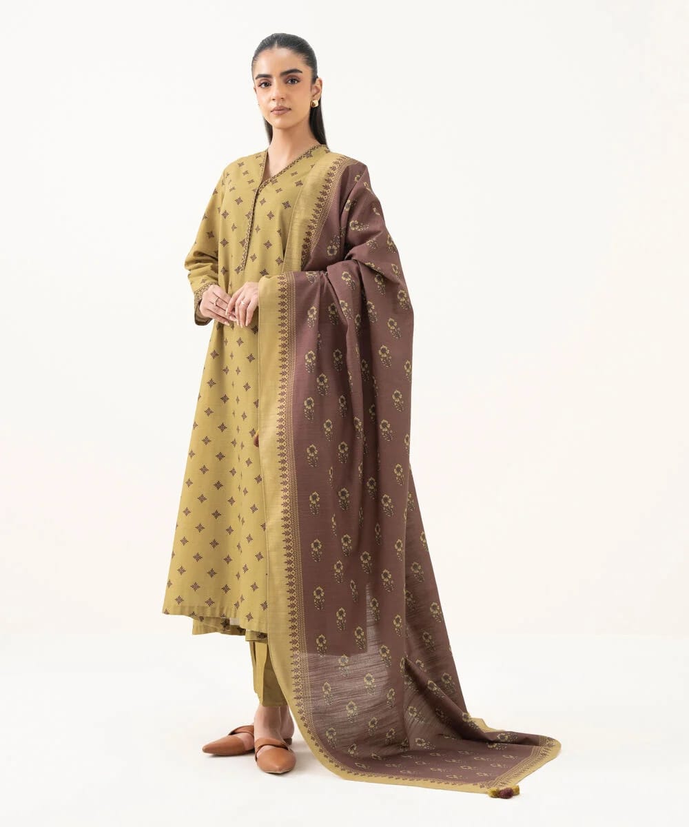 Sapphire Khaddar Three Piece Suit With Wool Shawl SP-KHD-BR04