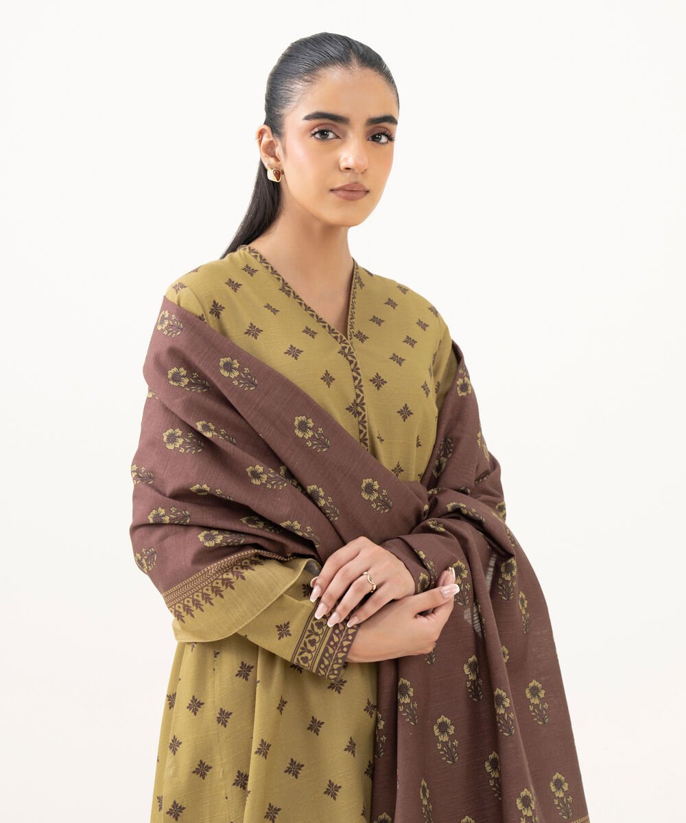 Sapphire Khaddar Three Piece Suit With Wool Shawl SP-KHD-BR04