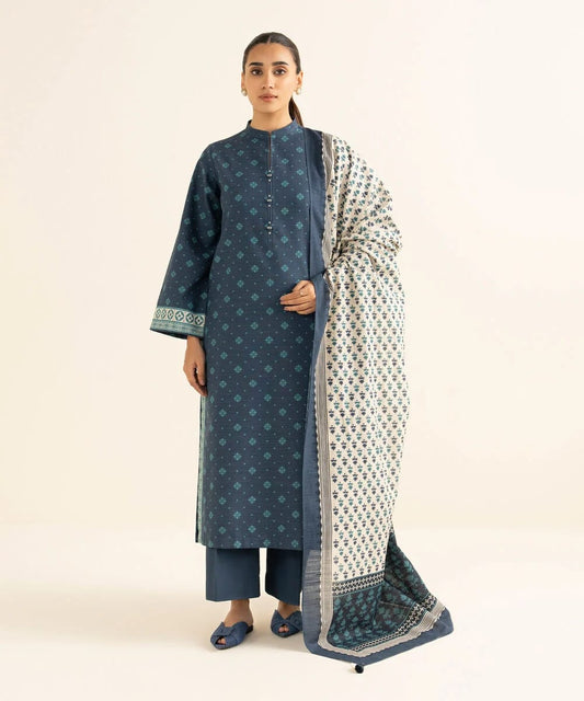 Sapphire Khaddar Three Piece Suit With Wool Shawl SP-KHD-BLU05