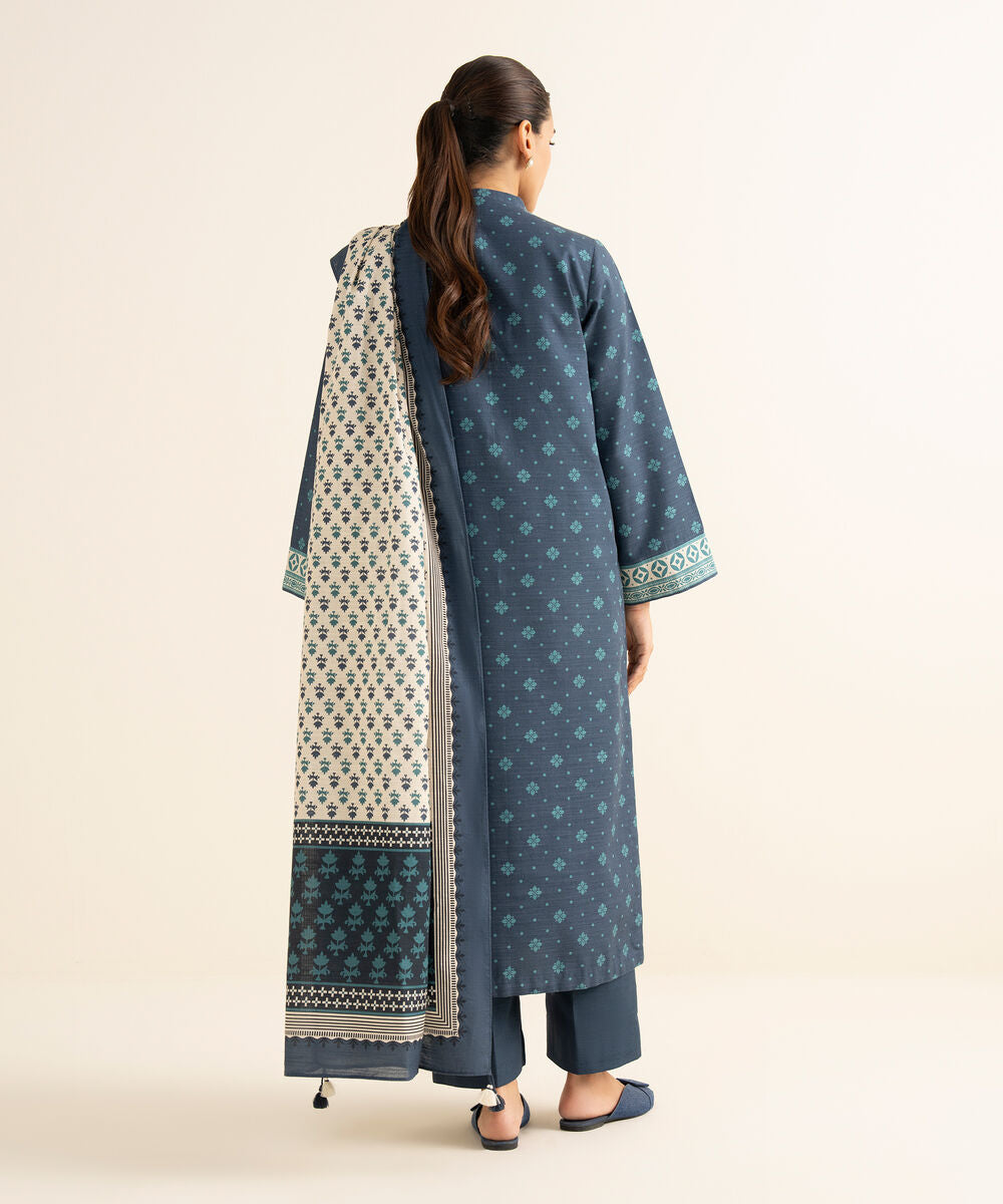 Sapphire Khaddar Three Piece Suit With Wool Shawl SP-KHD-BLU05