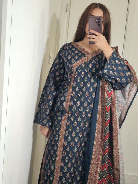 Uznau Khaddar Three Piece Suit UZ-KHD-BLK09