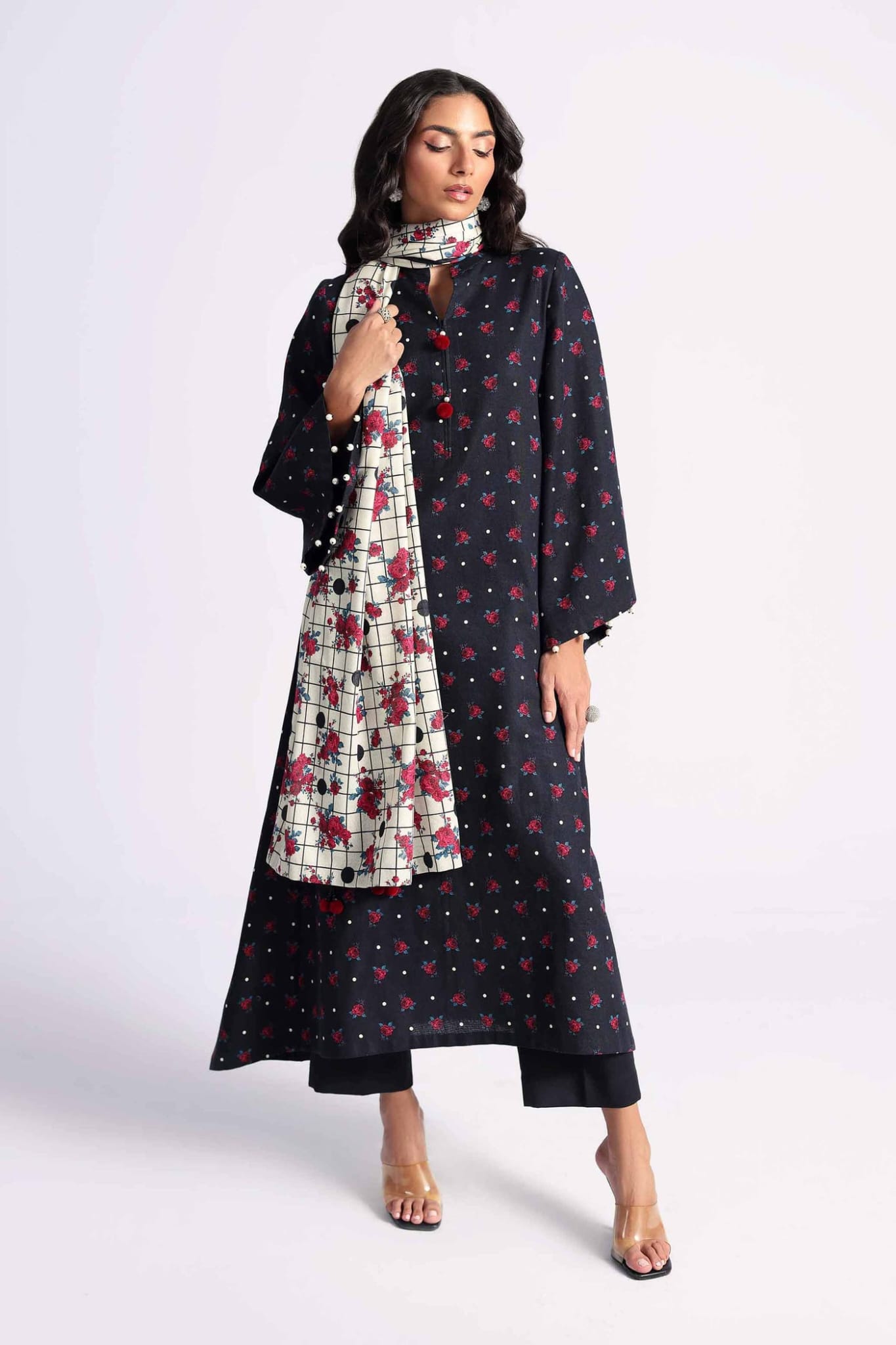 Nishaat Khaddar Three Piece Suit NS-KHD-BLK07