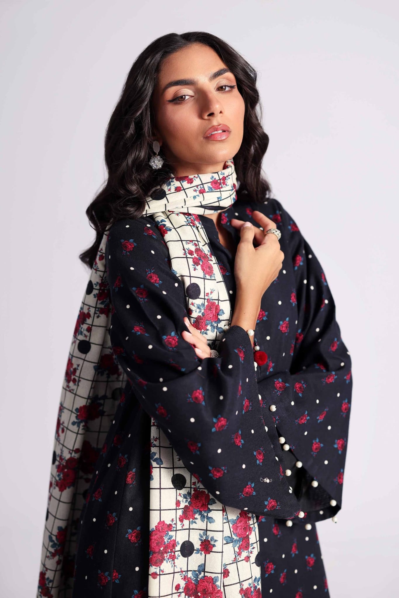 Nishaat Khaddar Three Piece Suit NS-KHD-BLK07