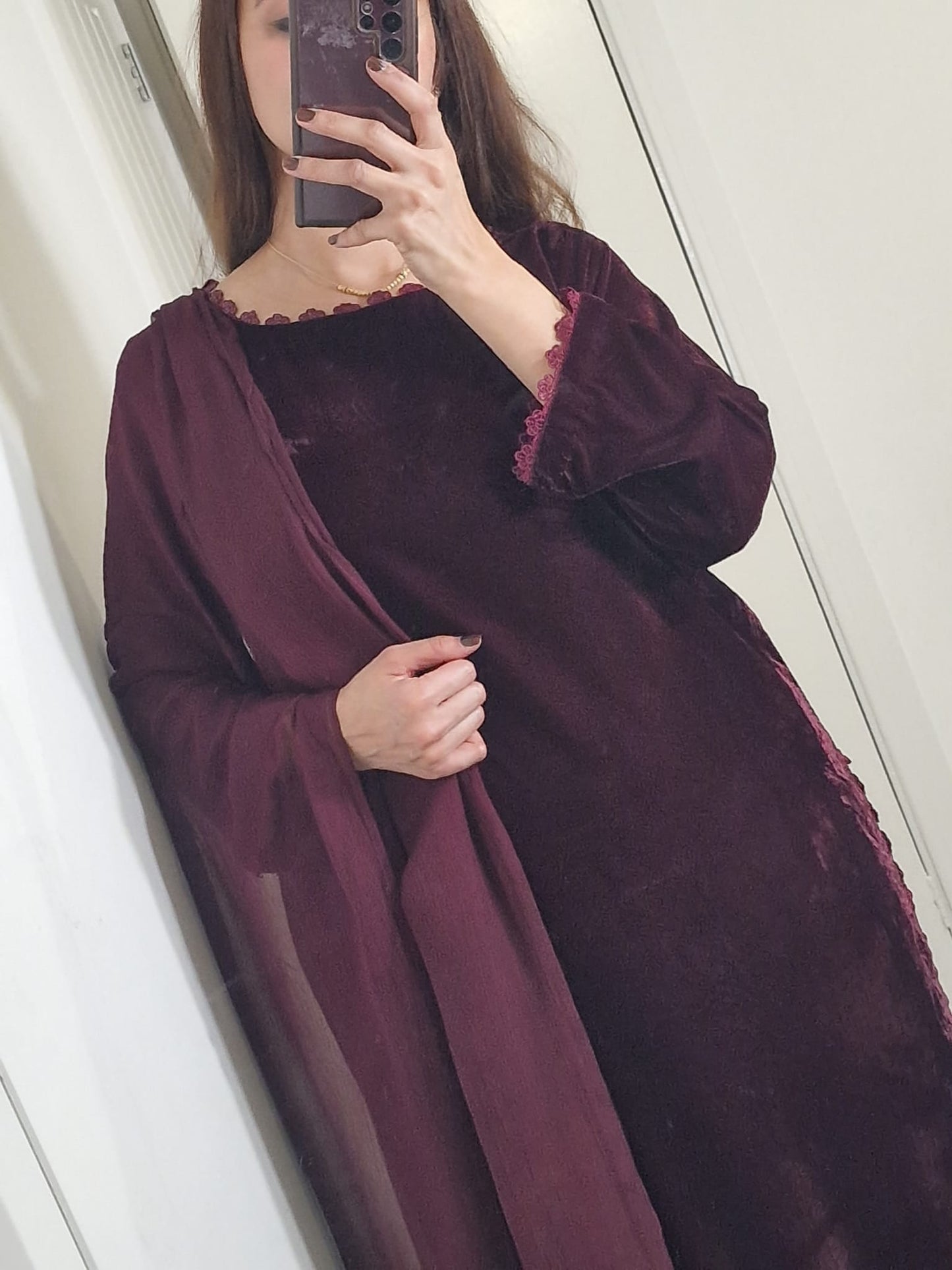 Uznau Maroon Velvet Three Piece Suit UZ-VL-MR01