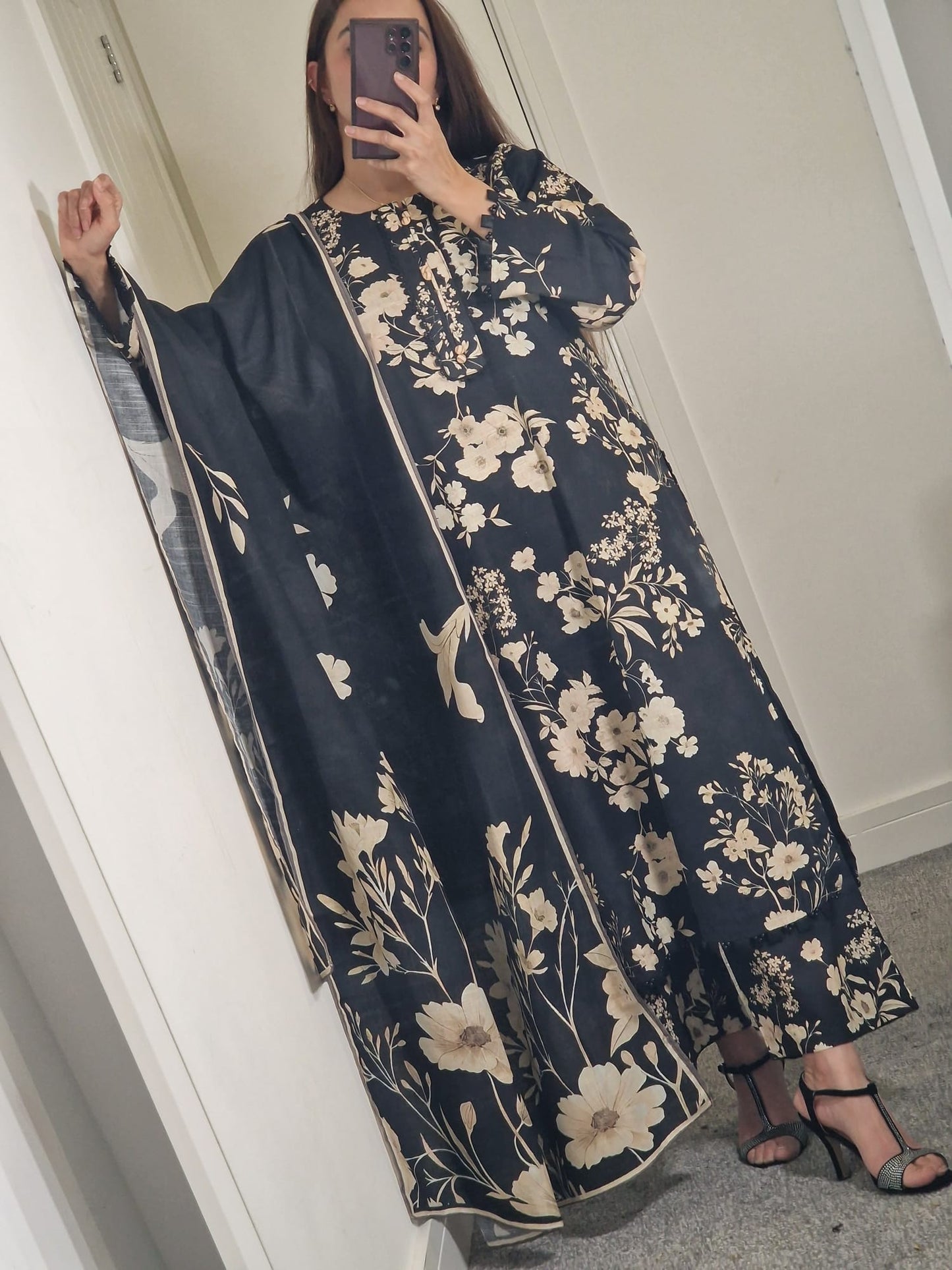 Uznau Khaddar Three Piece Suit UZ-KHD-BLK010