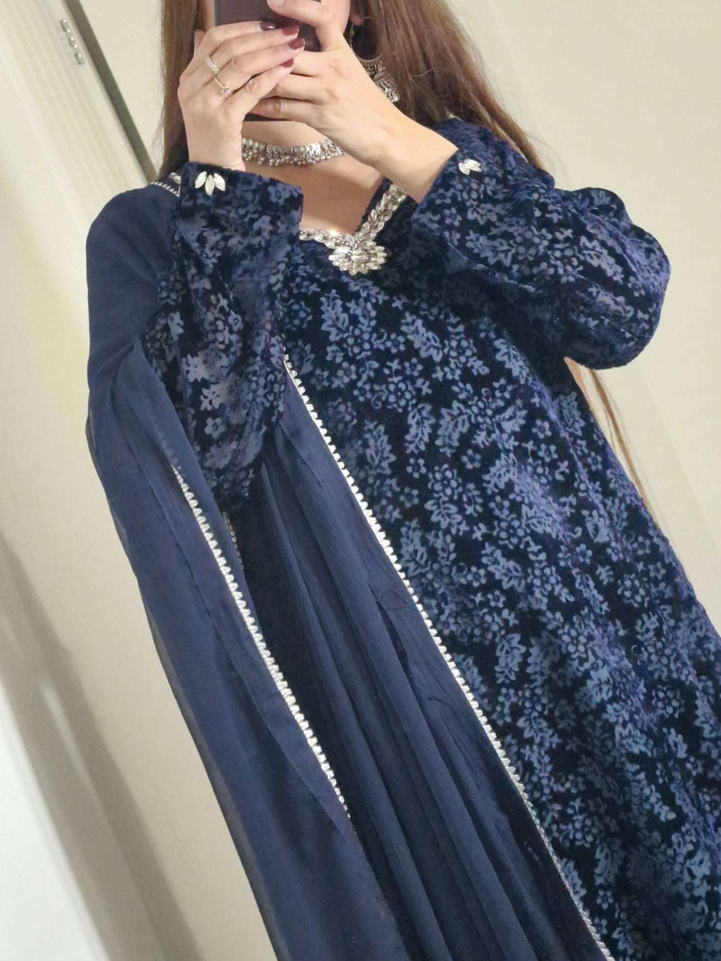 Uznau Palachi Three Piece Suit With Velvet Trouser UZ-PL-BLU01