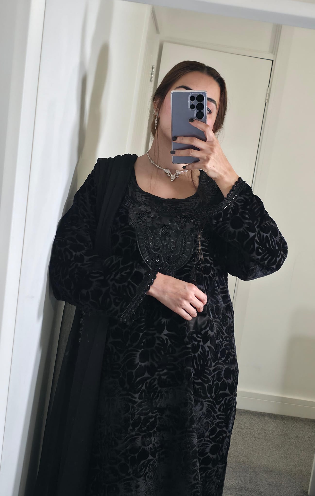 Uznau Palachi Three Piece Suit With Velvet Trouser UZ-PL-BLK01