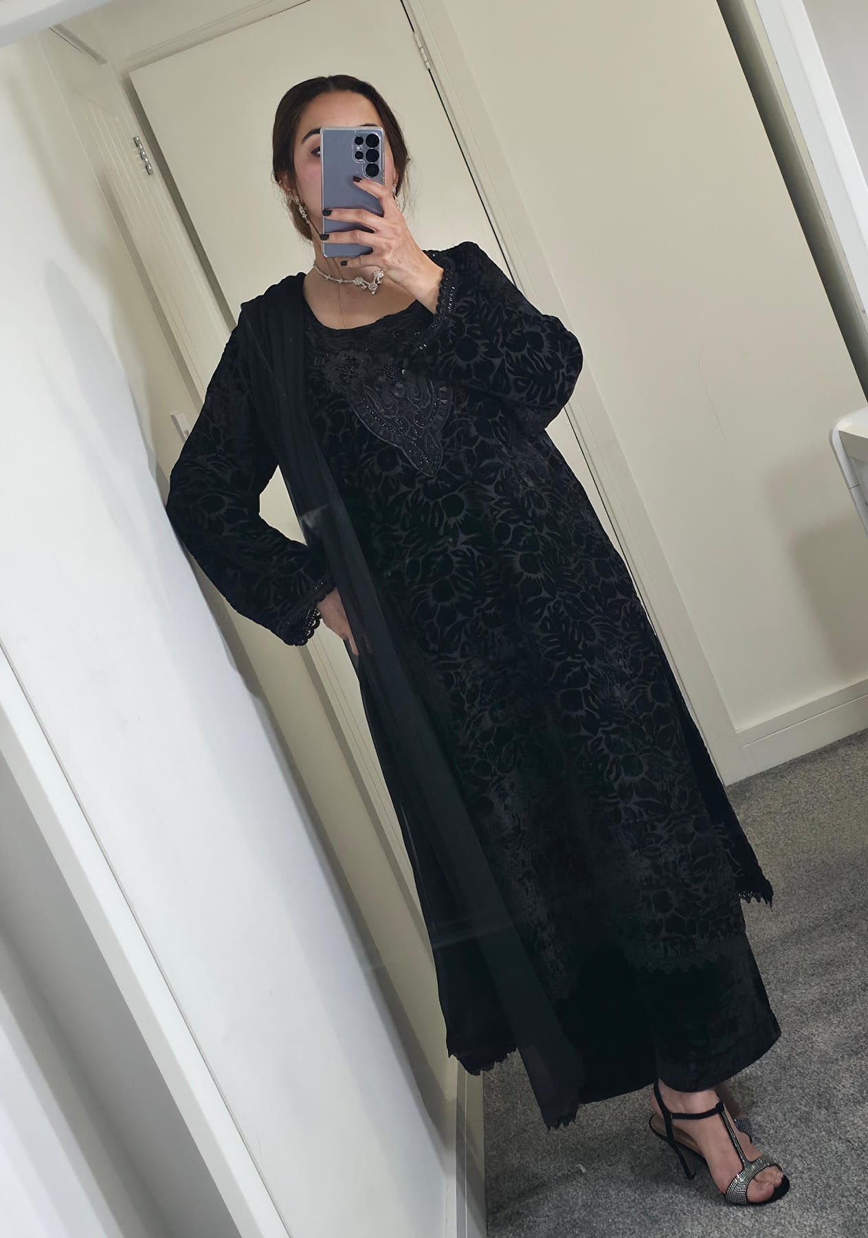 Uznau Palachi Three Piece Suit With Velvet Trouser UZ-PL-BLK01