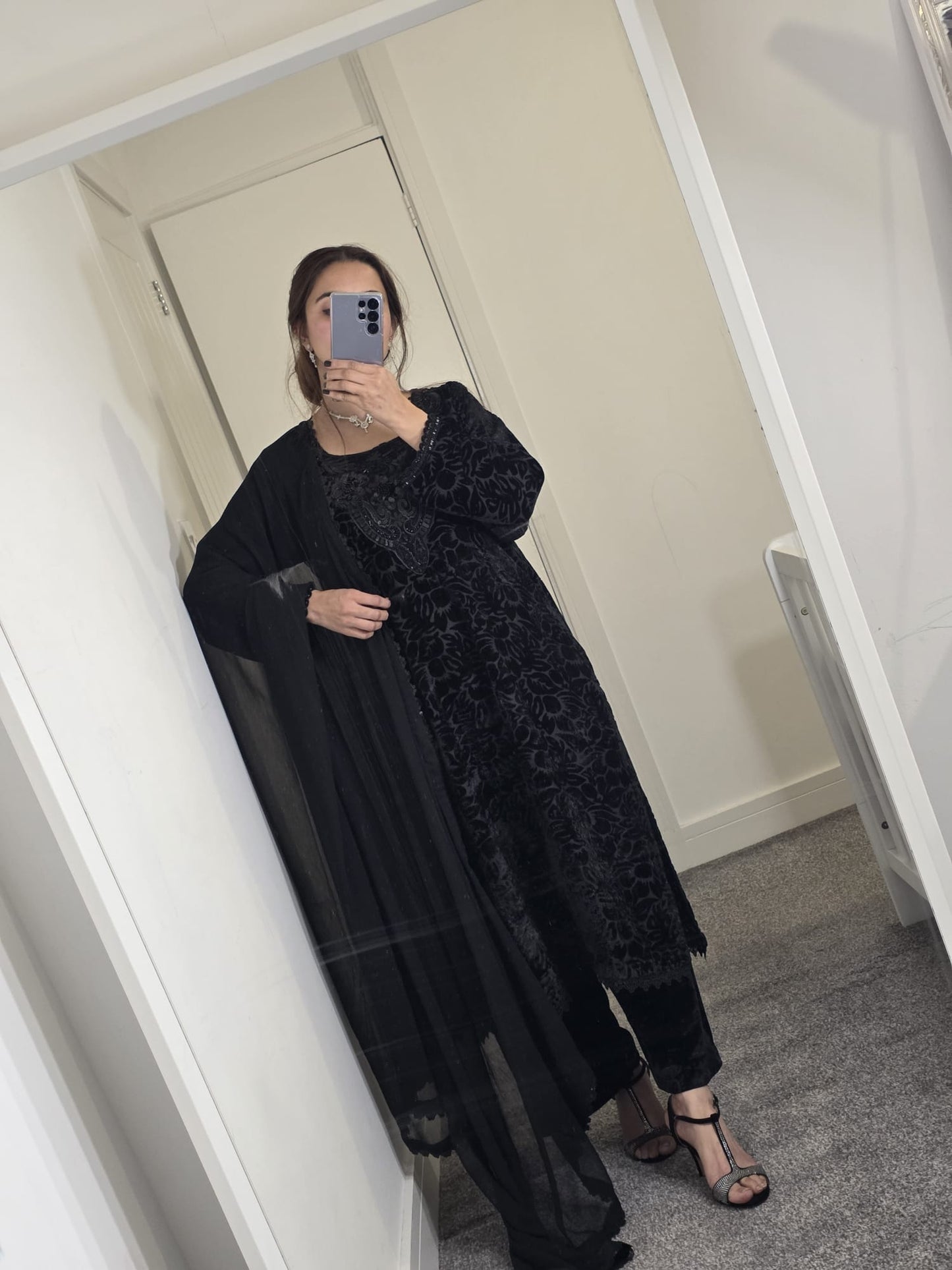 Uznau Palachi Three Piece Suit With Velvet Trouser UZ-PL-BLK01