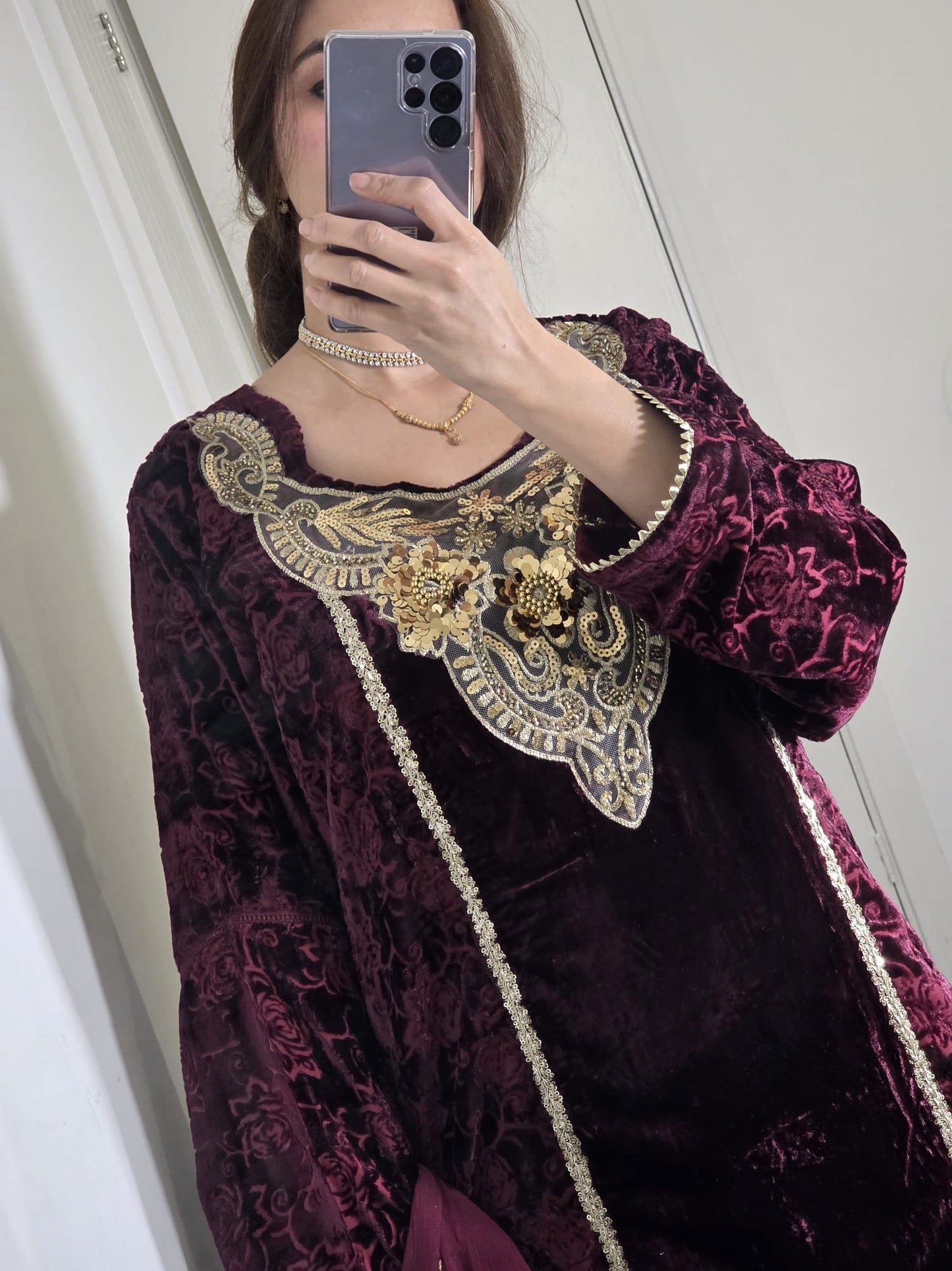 Uznau Palachi Three Piece Suit With Velvet Trouser UZ-PL-RD01