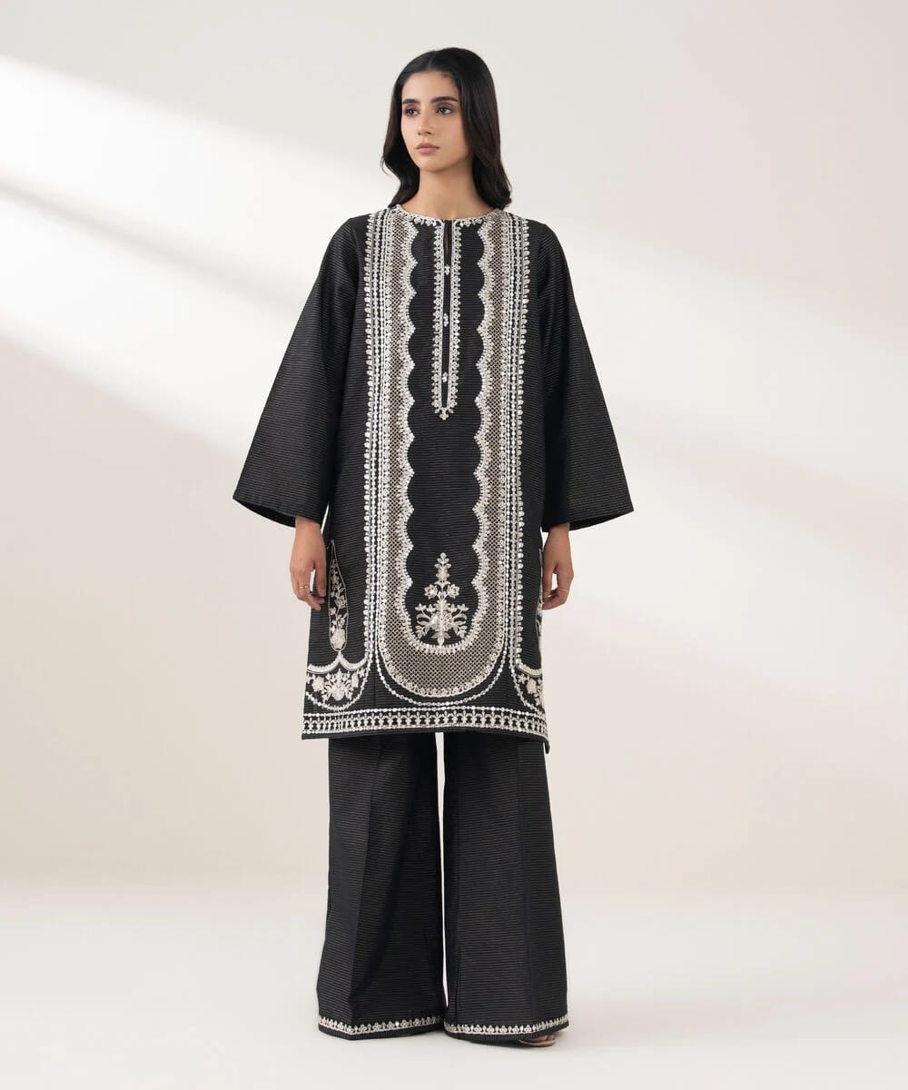 Sapphire Embroidered Khaddar Three Piece Suit SP-KHD-BLK010