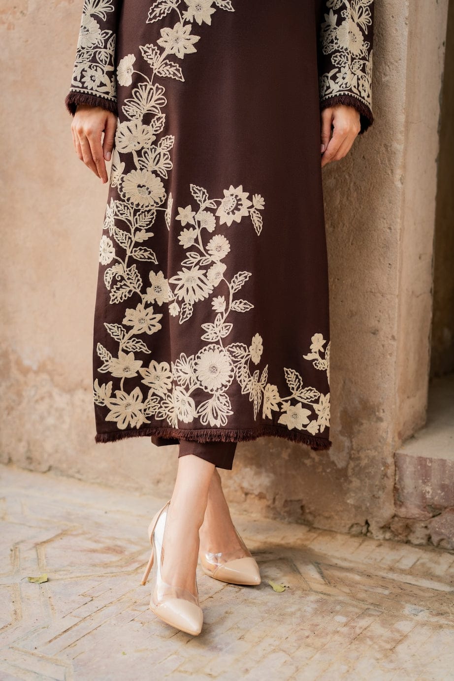 Uznau Embroidered Marina Three Piece Suit UZ-MR-BR06