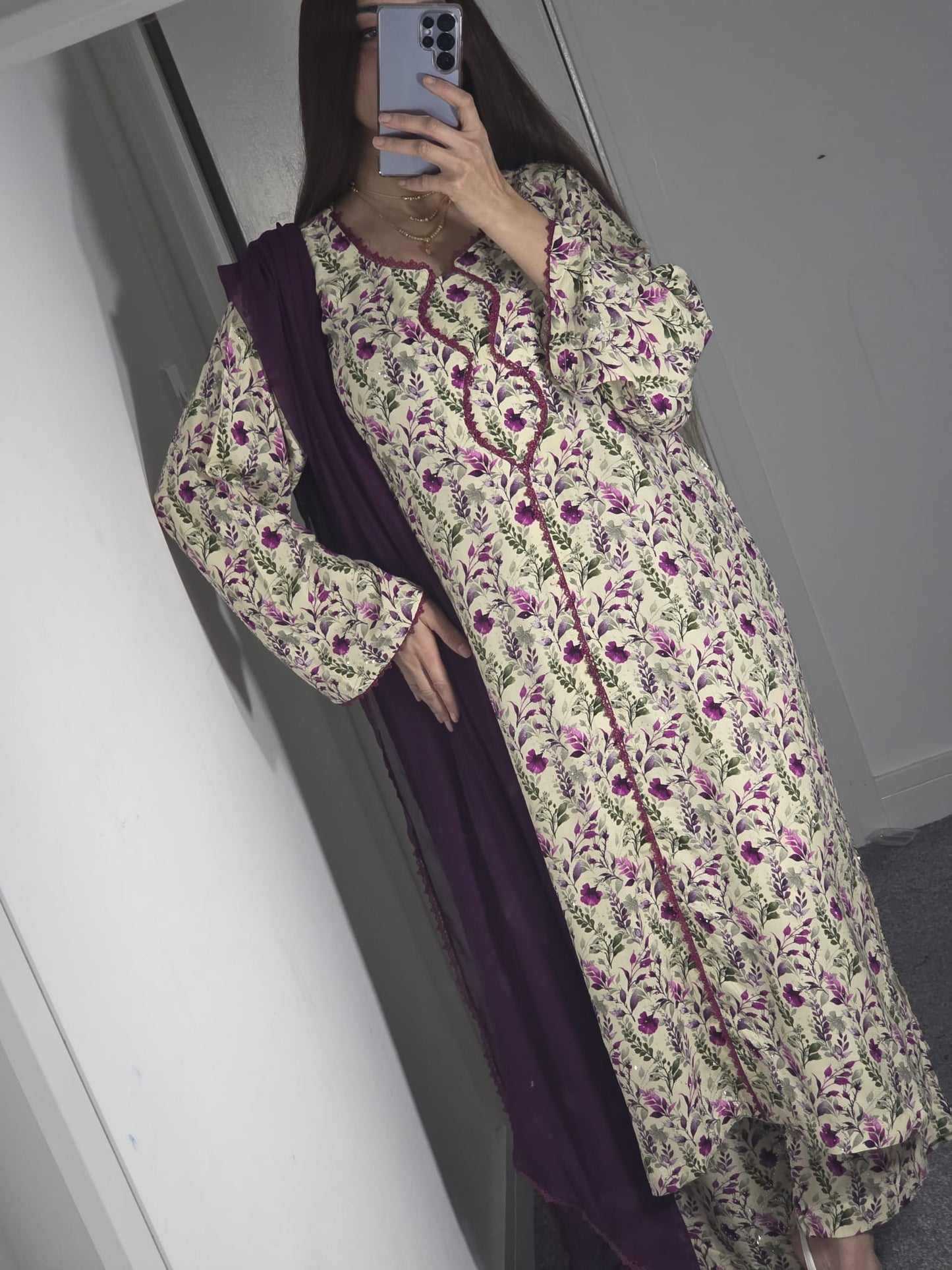 Uznau Mrina Wool With Mukaish Three Piece Suit UZ-MR-WHT05