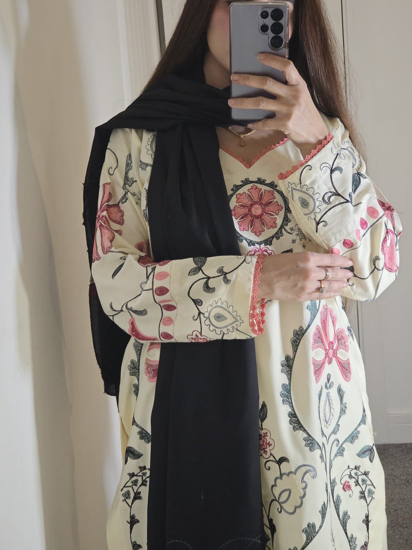 Uznau Embroidered Marina Three Piece Suit UZ-MR-WHT07