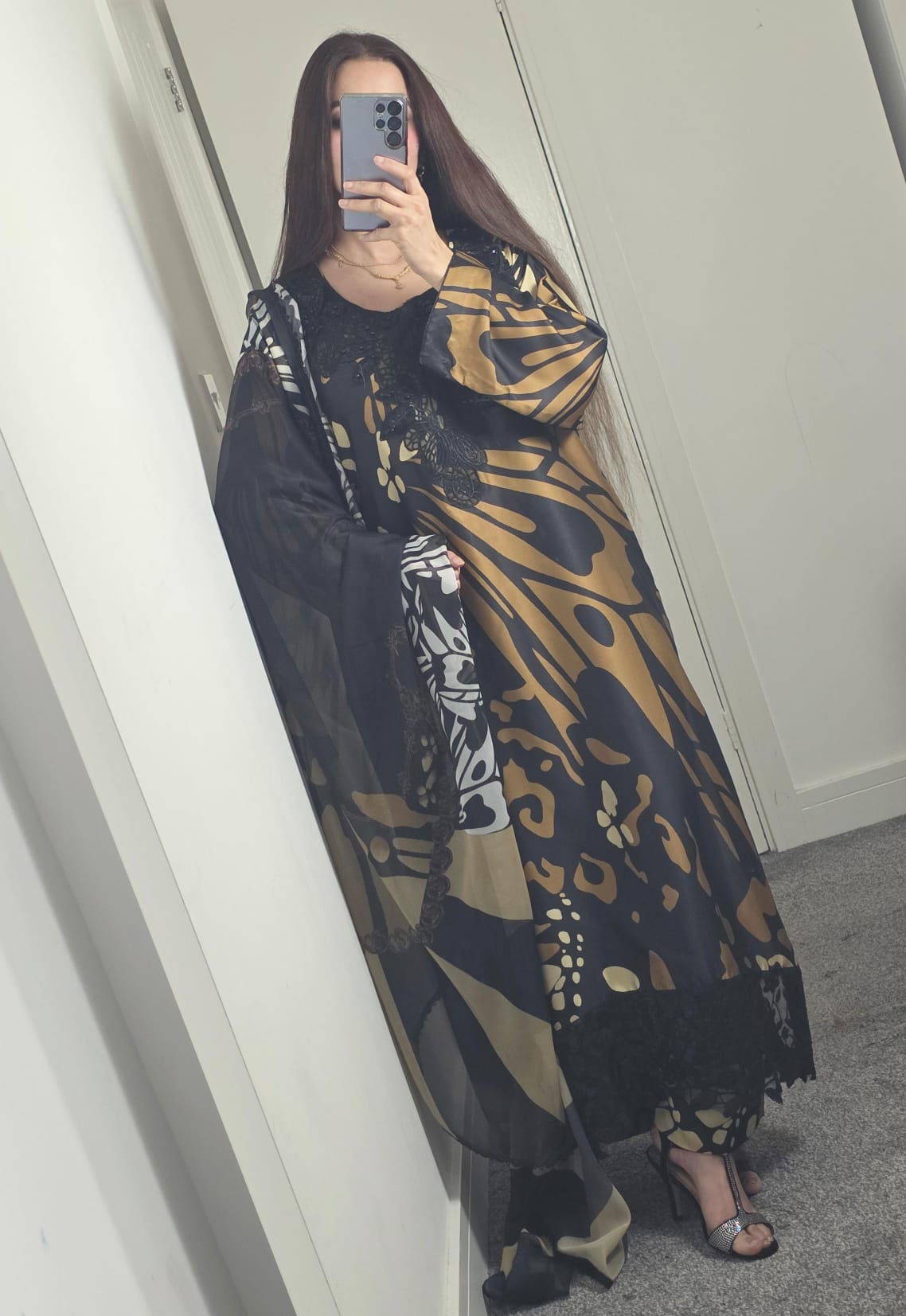 Uznau Embroidered Silk Three Piece Suit UZ-SLK-BR02