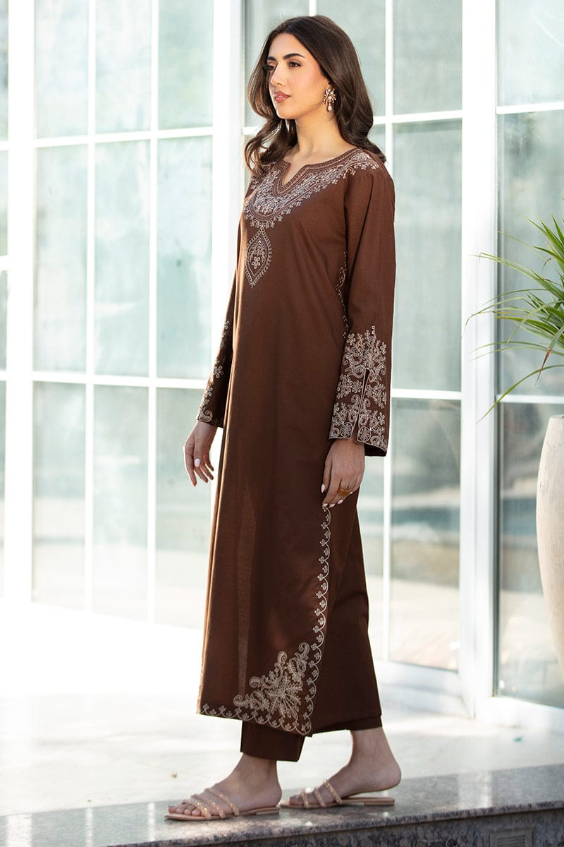 Uznau Embroidered Linen Three Piece Suit UZ-LNN-BR025